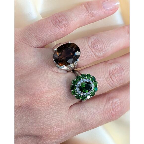 Elegant 925 Silver Chrome Diopside Ring - Size 6.75 - Picture 4 of 6